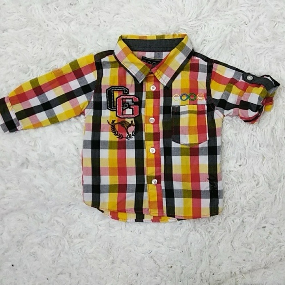 COOGI Baby Boys Plaid Roll-Tab Sleeve Shirt –‎ Size 2T 🧸👕